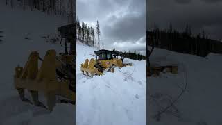 Clearing spring snow off logging roads with a Cat D7 and WBM pioneering blade [upl. by Guadalupe]