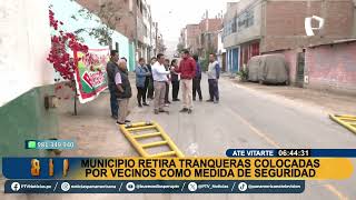 Vecinos de Ate reclaman por retiro de tranqueras municipio afirma que permiso venció en el 2020 [upl. by Morton]