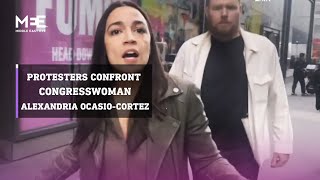 ProPalestine protesters confront congresswoman Alexandria OcasioCortez [upl. by Mariann]