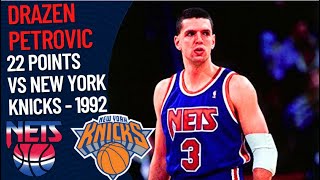 Drazen Petrovic 22 points vs New York Knicks  1992 [upl. by Laius]