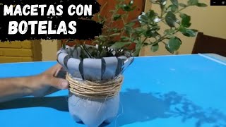 Como hacer macetas con botellas de plástico paso a paso [upl. by Goldshlag189]