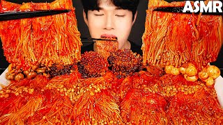 COOKING ASMR  Spicy enoki mushrooms mukbang  recipe amp no talking eating sounds [upl. by Anasor356]