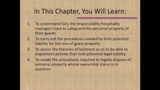 Lecture for Chapter 11 Your Responsibilities for Guests Property HAMG 1340 [upl. by Akcirret691]