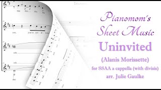 Uninvited SSAA a cappella with divisis arr Julie Gaulke Pianomoms Sheet Music [upl. by Vincentia143]