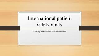 International patient safety goals IPSGin hindi [upl. by Telrahc]