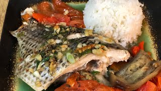 Stuffed Baked Tilapia Fish With Eggplant Tomato Lemon Grass And Bell Pepper Island Reaction Tv [upl. by Clute]