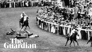 Suffragette Emily Davison knocked down by Kings horse at Epsom [upl. by Nilyarg]