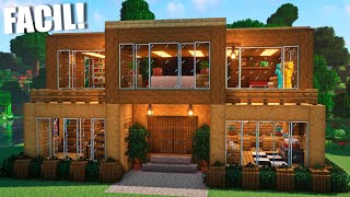 ✅Cómo hacer una casa MODERNA de MADERA en Minecraft🏡 FÁCIL Y RÁPIDO 1 [upl. by Cannice]