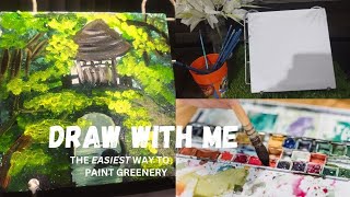 The easy tricks to paint greenery acrylic painting👍 [upl. by Sascha]