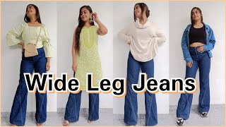 6 Easy Outfit Ideas Using Wide Leg Jeans  Flared Jeans Outfits  Bell Bottom Jeans Styling [upl. by Rhines972]