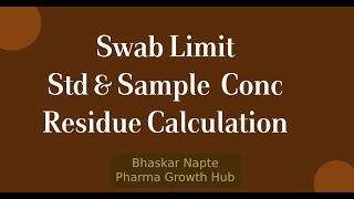 How do you define Swab Limit StandardSample Conc and Residue Calculation [upl. by Atiker]