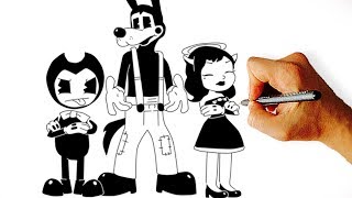 How to Draw All Bendy and the Ink Machie Characters [upl. by Nnairda]