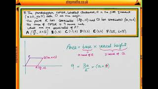 NSAA 2017 Section 1  Q08 Maths  Area of parallelogram using coordinates  Worked Solution [upl. by Reitman846]