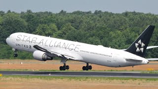 United Airlines Star Alliance  Boeing 767400ER  Takeoff at BerlinTegel TXL [upl. by Aihsemak772]