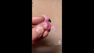 Beading Tiny Pink Flamingo Earrings  Bead Embroidery by The Lone Beader TikTok [upl. by Lynne138]