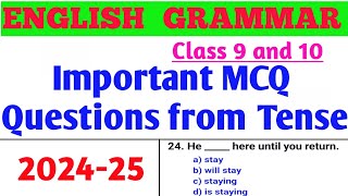 English Grammar MCQ  Class 9 and 10 English Grammar Important MCQ Questions amp Answers  From Tense [upl. by Hgielram]