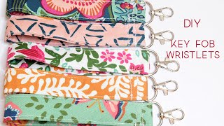 DIY Fabric Key Fob Wristlet  How to sew a Wristlet  Key Fob Tutorial for Beginners [upl. by Glennie25]