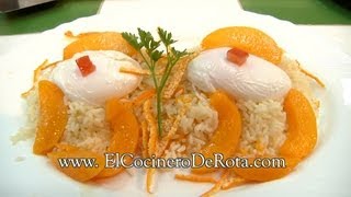 ✅ Receta de Huevos Escalfados o poché con arroz a la mandarina y melocotón 👍 [upl. by Thury825]