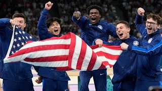 Watch US mens gymnastics team win bronze at Paris Olympics [upl. by Ycat500]