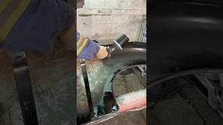 Black epoxy fender spraypaint painting spraygun ford coupe 1940 satisfying autobody paint [upl. by Bremble158]