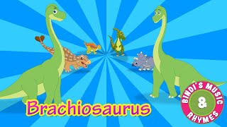 Brachiosaurus  Dinosaur  Nursery Rhymes  Animal Songs for kids  Bindis Music amp Rhymes [upl. by Ahsratal865]