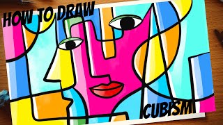 Cubism art drawing tutorial of faces  Faces in cubism [upl. by Hodgkinson]