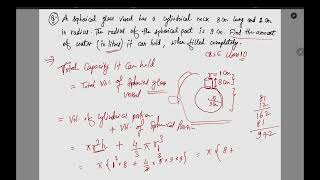 A spherical glass vessel has a cylindrical neck 8 cm long and 1 cm in radius  Class 10 Maths [upl. by Adnwahsal]