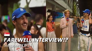 Sky Sports Tribute To DR3  Daniel Ricciardo Post Race Interview  Singapore GP 2024 [upl. by Oirasan]