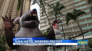 Ilikai Hotel workers protest for fair contract on International Womens Day [upl. by Beasley339]