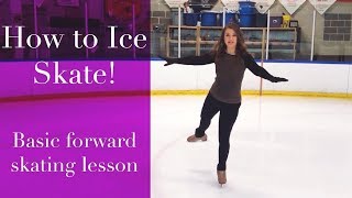 Learn Figure Skating Forward Stroking Beginner Ice Skating Tutorial [upl. by Borer940]