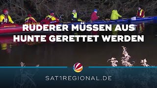 Rettungsaktion bei Minusgraden Ruderer verheddern sich mit Hunte im Geäst [upl. by Atnomed]