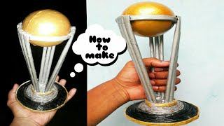 News Paper Icc World Cup Trophy।। How To Make ICC Trophy Out Of Paper [upl. by Kloster801]