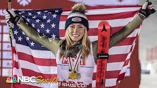 Mikaela Shiffrin makes history with fourth consecutive slalom title  NBC Sports [upl. by Townshend72]