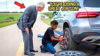 Young Black Boy Helps Millionaire with Flat Tire—What Happened Next Changed His Life Forever [upl. by Ihcekn]