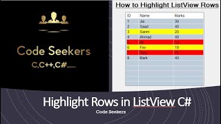 How to Highlight Rows in ListView in C  C windowsFormApplication [upl. by Ennalorac]