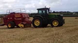 Baling with John Deere 7230R and New Holland BB980 2014 [upl. by Freya]