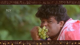 Tennis Krishna Eating Fruits Without Giving First To Jaggesh  Patela Kannada Movie [upl. by Yelnats]