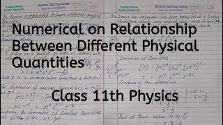 Numerical on relationship between physical quantities Chapter 2 Units and Measurement Class 11 [upl. by Etsirk]