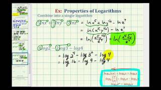 Ex 2 Combine a Logarithmic Expression Into One Logarithm [upl. by Dnaloy]