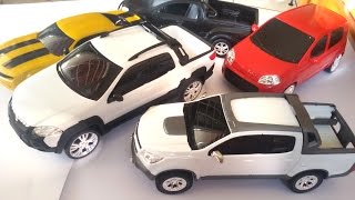 Carrinho de brinquedo miniaturas modelos nacionais Uno S10 Camaro Montana e Strada [upl. by Goodden]