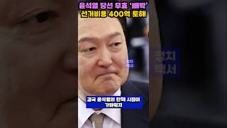 윤석열 탄핵 시점 임박 선거비용 400억 토해 내야 shorts 윤석열 탄핵 이재명 민주당 국힘당 오세훈 불법선거자금 공천개입 정치분석 [upl. by Ragse461]