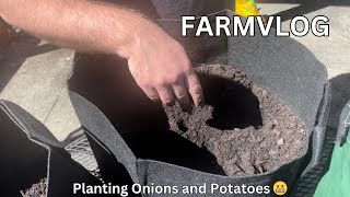 Planting Onions and Potatoes  FARMVLOG [upl. by Doralynn738]