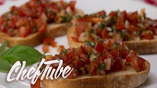 How to Make Italian Bruschetta  Recipe in description [upl. by Eemia]