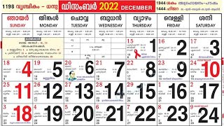 Malayalam Calendar 2022 December  ഡിസംബർ 2022 മലയാളം കലണ്ടർ  malayalam calendar 2022 [upl. by Initof]