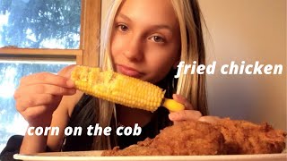 ASMR EATING CORN ON THE COB amp FRIED CHICKEN [upl. by Bayer350]