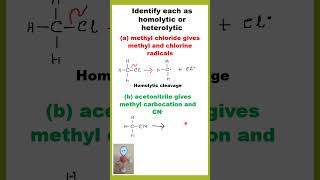 Homolytic Vs Heterolytic Bond Cleavage  Organic Chemistry youtubeshorts chemistrylearning [upl. by Ihtac672]