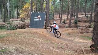 Maxs first MTB training session at Swinley summit getting first air and a little crash [upl. by Melas120]