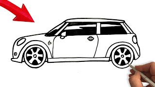 How to Draw a Mini Cooper Sports Car  Easy StepbyStep Car Drawing Tutorial [upl. by Astrahan939]