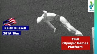 1968 Keith Russell  Team USA  201A  Platform Diving  Olympic Games [upl. by Aekal]