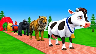 Paint amp Animals CowTigerdinosaurLionElephant Fountain Crossing Transformation Animal Cartoon [upl. by Jonny200]